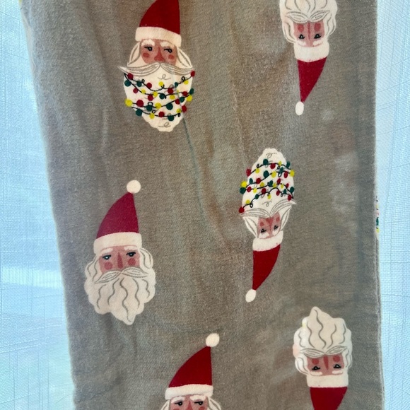 Santa Face Christmas Printed PJ Cotton Drawstring Pants Grey Red - Picture 3 of 6